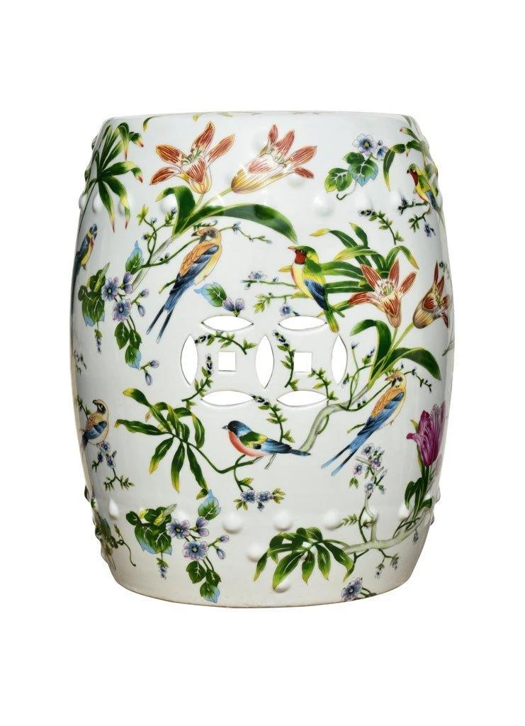 Birds And Lillies Porcelain Garden Seat 2 Birds And Lillies Porcelain Garden Seat - Image 2