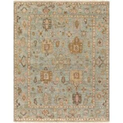 Biscayne Hand Knotted Peach, Sage & Rose Wool Area Rug -Available In A Variety Of Sizes