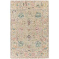 Biscayne Hand Knotted Pink, Beige & Sage Wool Area Rug -Available In A Variety Of Sizes