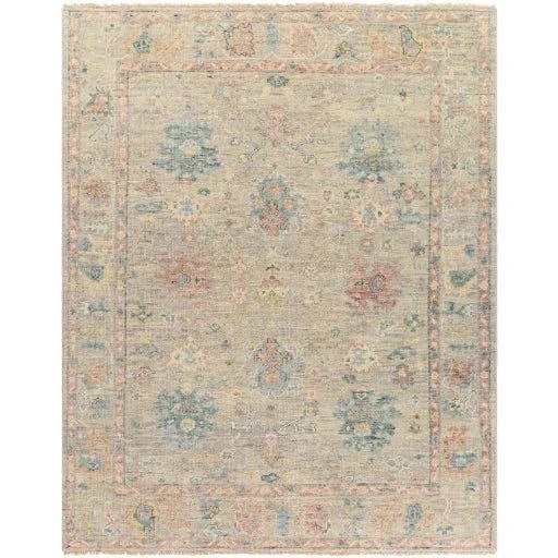 Biscayne Hand Knotted Pink, Beige & Sage Wool Area Rug -Available In A Variety Of Sizes 2 Biscayne Hand Knotted Pink, Beige & Sage Wool Area Rug -Available In A Variety Of Sizes - Image 2