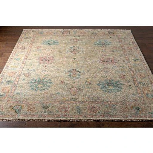 Biscayne Hand Knotted Pink, Beige & Sage Wool Area Rug -Available In A Variety Of Sizes 6 Biscayne Hand Knotted Pink, Beige & Sage Wool Area Rug -Available In A Variety Of Sizes - Image 6