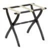 Black Contour Leg Wood Luggage Rack With 3 Petit Point Straps
