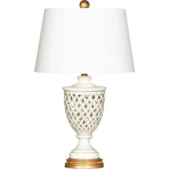 Blanc Calabria White Lattice Italian Table Lamp