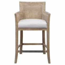 Bleached Sandstone Exposed Hardwood Finish With Cane Counter Stool