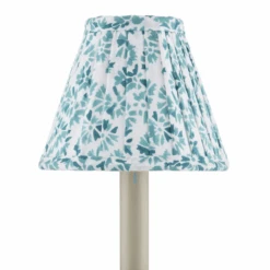 Block Print Green Pleated Chandelier Shade