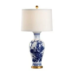 Blue & White Chesterton Lamp