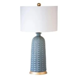 Blue And White Glazed Ceramic Table Lamp