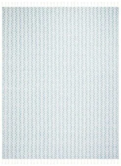 Safavieh Blue & White Hand Loomed Geometric Patterned Area Rug With Fringe