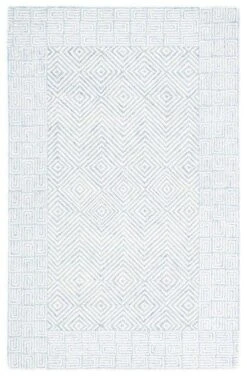Safavieh Blue & White Hand Tufted Geometric Patterned Wool Area Rug
