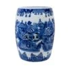 Blue And White Mountain Pagoda Porcelain Garden Stool