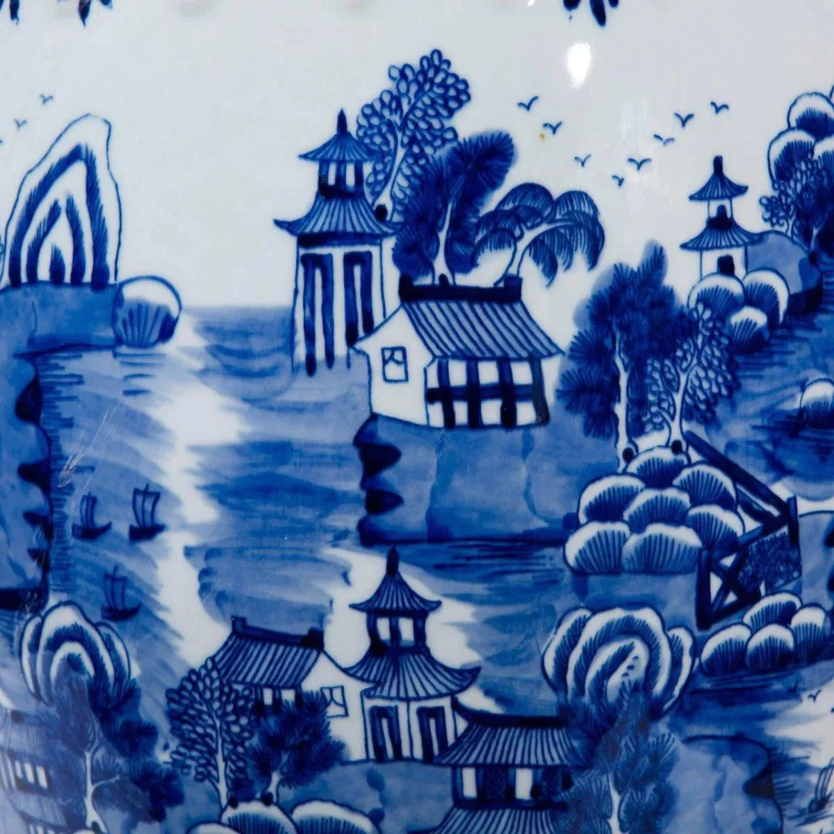 Blue And White Mountain Pagoda Porcelain Garden Stool 4 Blue And White Mountain Pagoda Porcelain Garden Stool - Image 4
