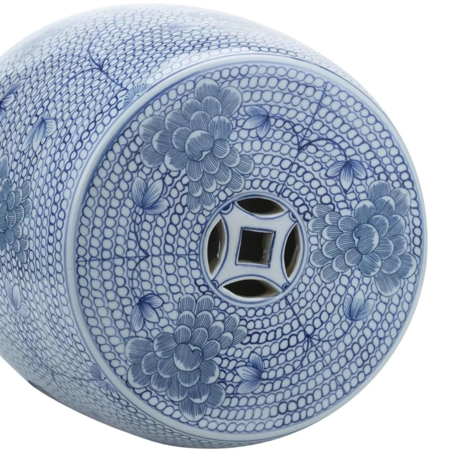 Blue And White Porcelain Chain Floral Garden Stool 2 Blue And White Porcelain Chain Floral Garden Stool - Image 2