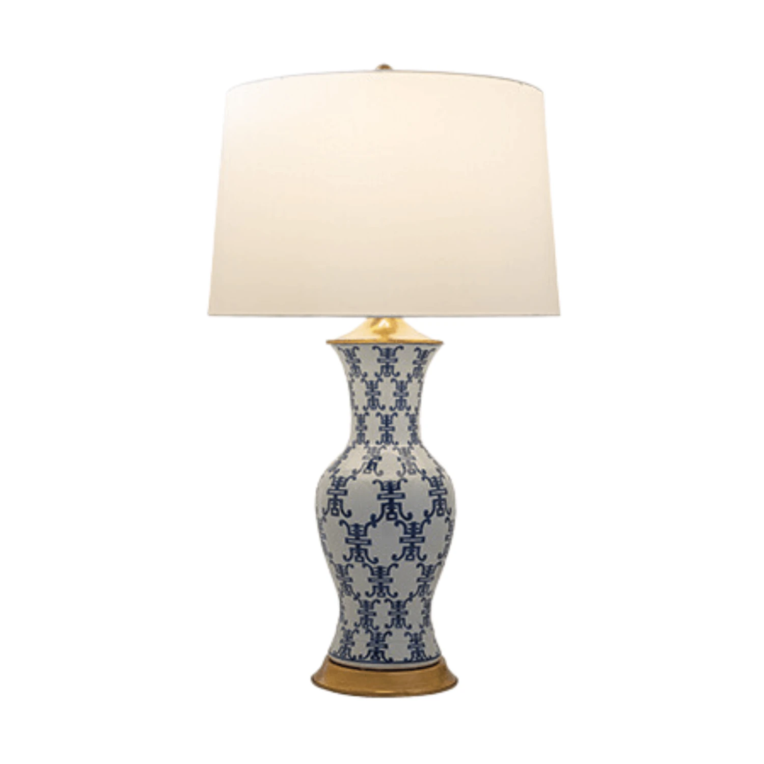 Blue & White Porcelain Longevity Lamp With Shade 3 Blue & White Porcelain Longevity Lamp With Shade - Image 3