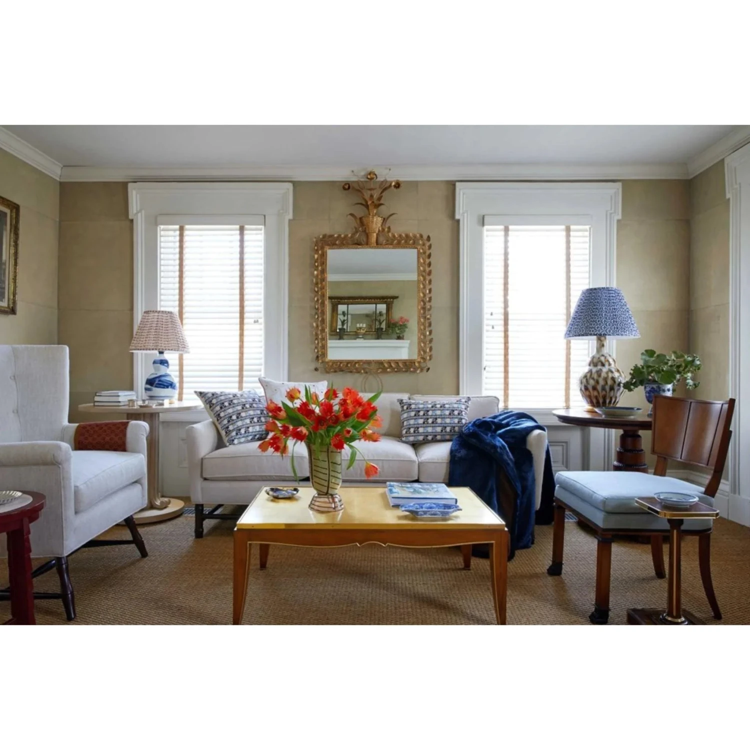 Bluebird Navy Blue & White Ikat Fabric Lampshade 2 Bluebird Navy Blue & White Ikat Fabric Lampshade - Image 2