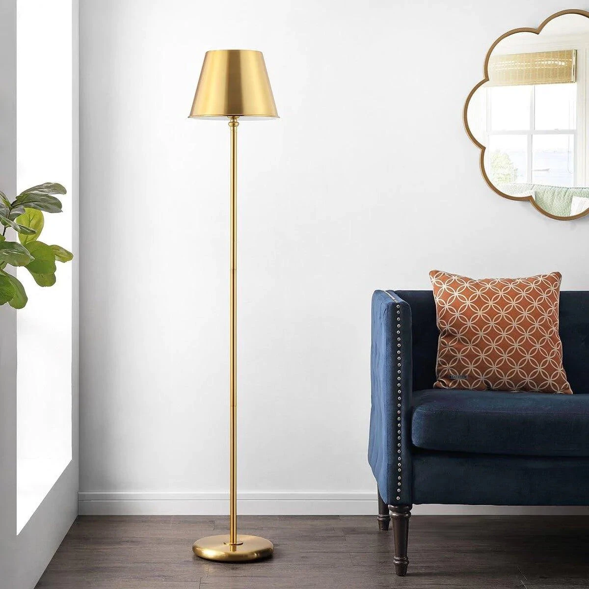 Safavieh Brass Floor Lamp With Brass Empire Shade 2 Safavieh Brass Floor Lamp With Brass Empire Shade - Image 2