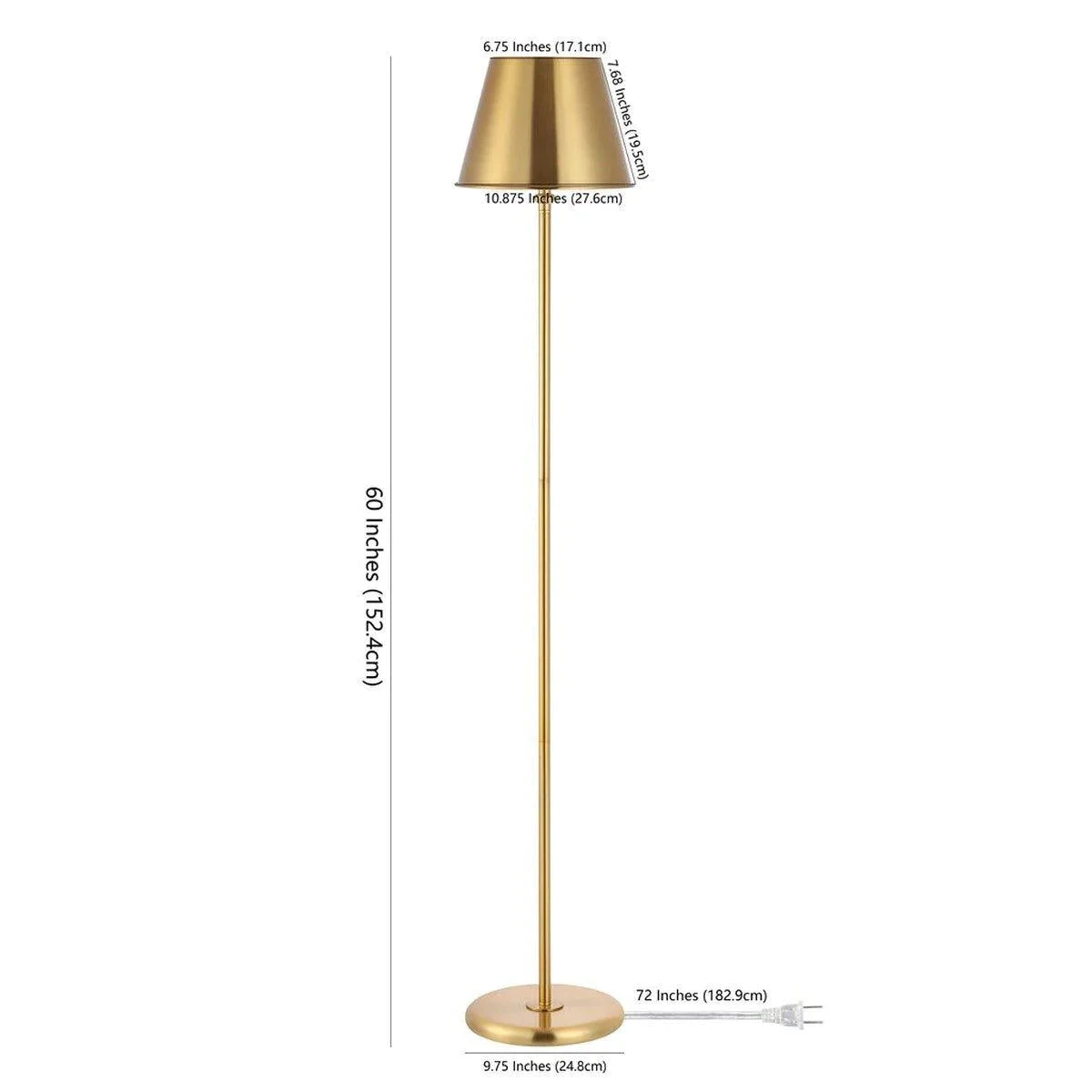 Safavieh Brass Floor Lamp With Brass Empire Shade 3 Safavieh Brass Floor Lamp With Brass Empire Shade - Image 3