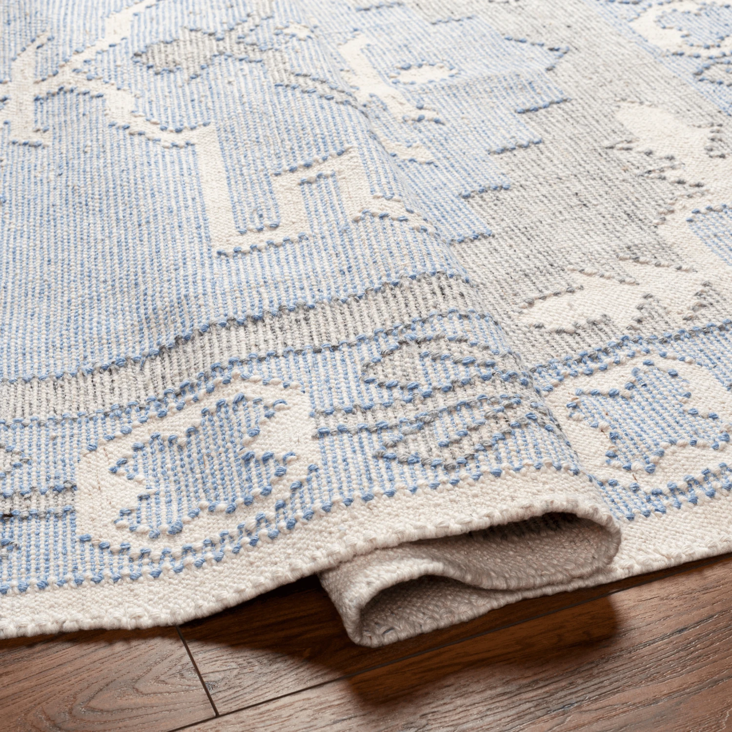 Bursa Blue & Cream Recycled PET Yarn Area Rug - Available In A Variety Of Sizes 6 Bursa Blue & Cream Recycled PET Yarn Area Rug - Available In A Variety Of Sizes - Image 6