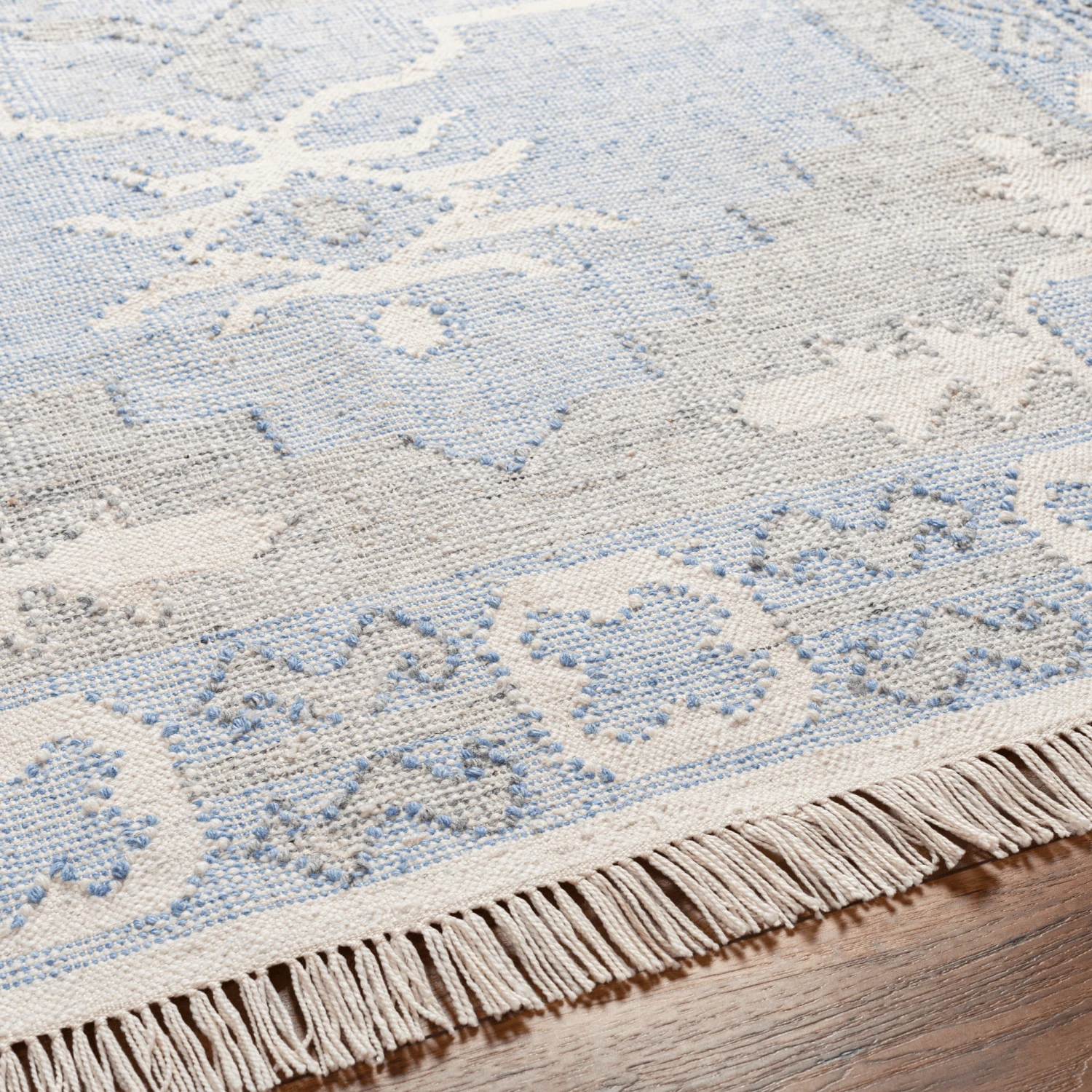 Bursa Blue & Cream Recycled PET Yarn Area Rug - Available In A Variety Of Sizes 8 Bursa Blue & Cream Recycled PET Yarn Area Rug - Available In A Variety Of Sizes - Image 8