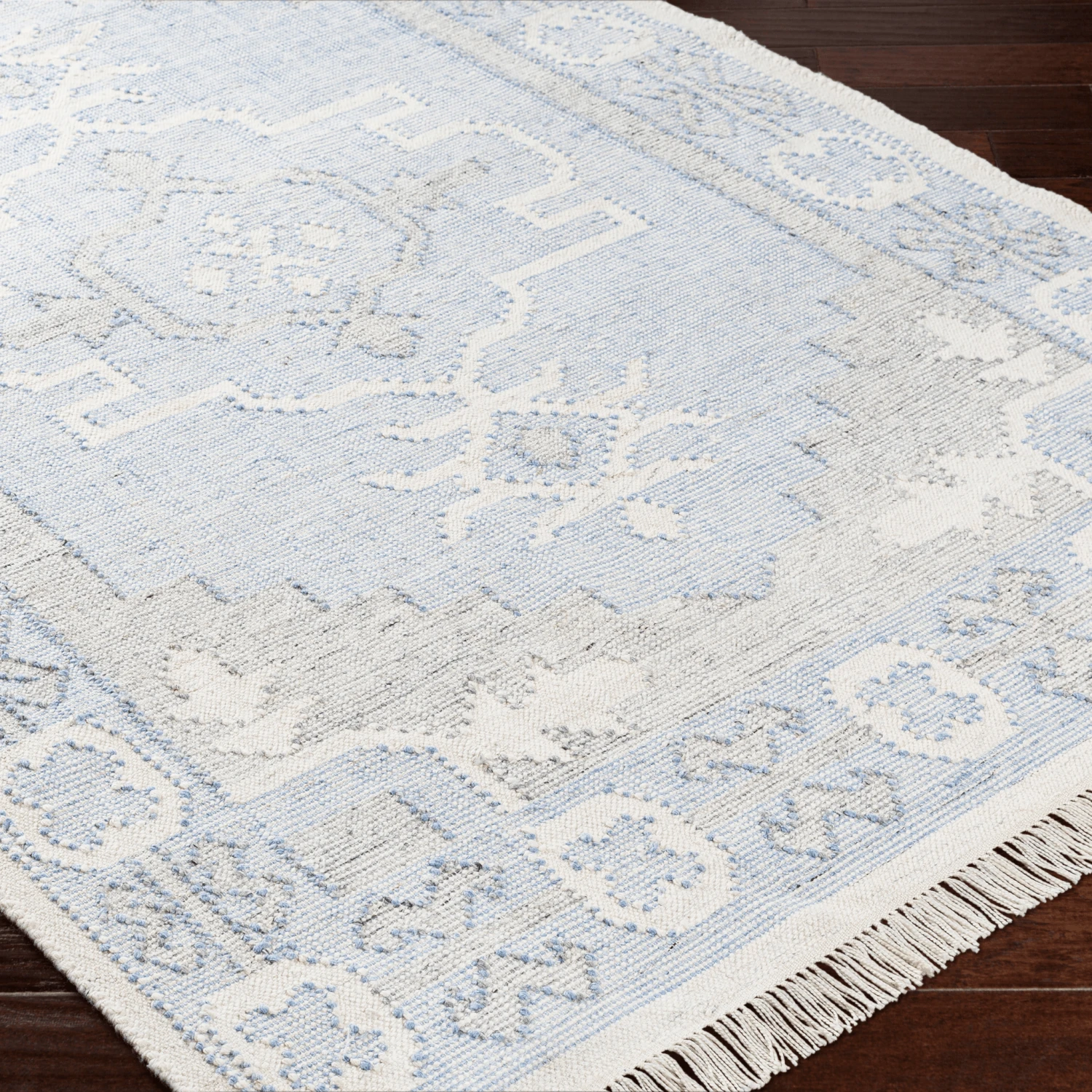 Bursa Blue & Cream Recycled PET Yarn Area Rug - Available In A Variety Of Sizes 9 Bursa Blue & Cream Recycled PET Yarn Area Rug - Available In A Variety Of Sizes - Image 9