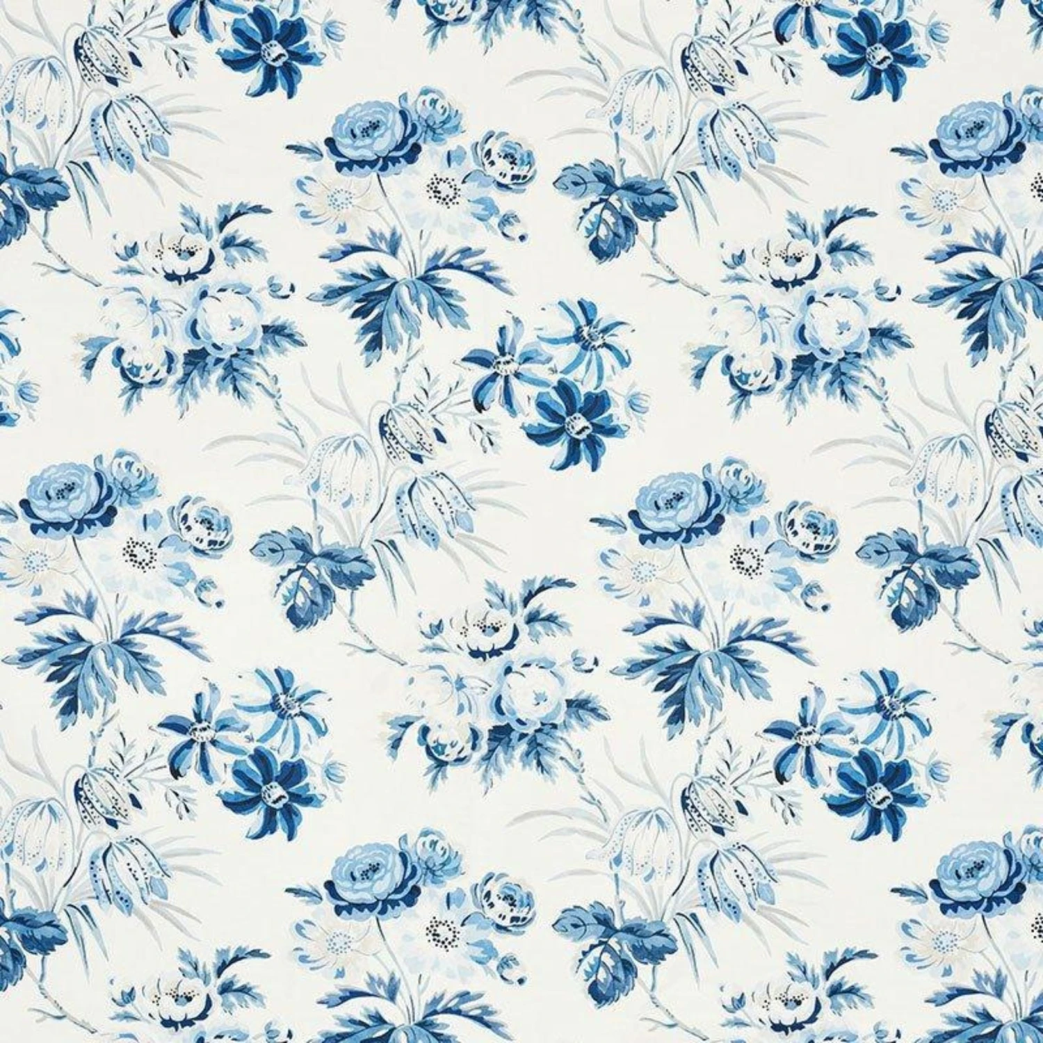 Schumacher Cecil Chintz Fabric In Delft 1 Schumacher Cecil Chintz Fabric In Delft