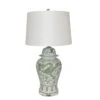 Celadon Dragon Motif Porcelain Temple Jar Table Lamp
