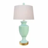 Celadon Porcelain Vase Lamp With Gold Leaf Base