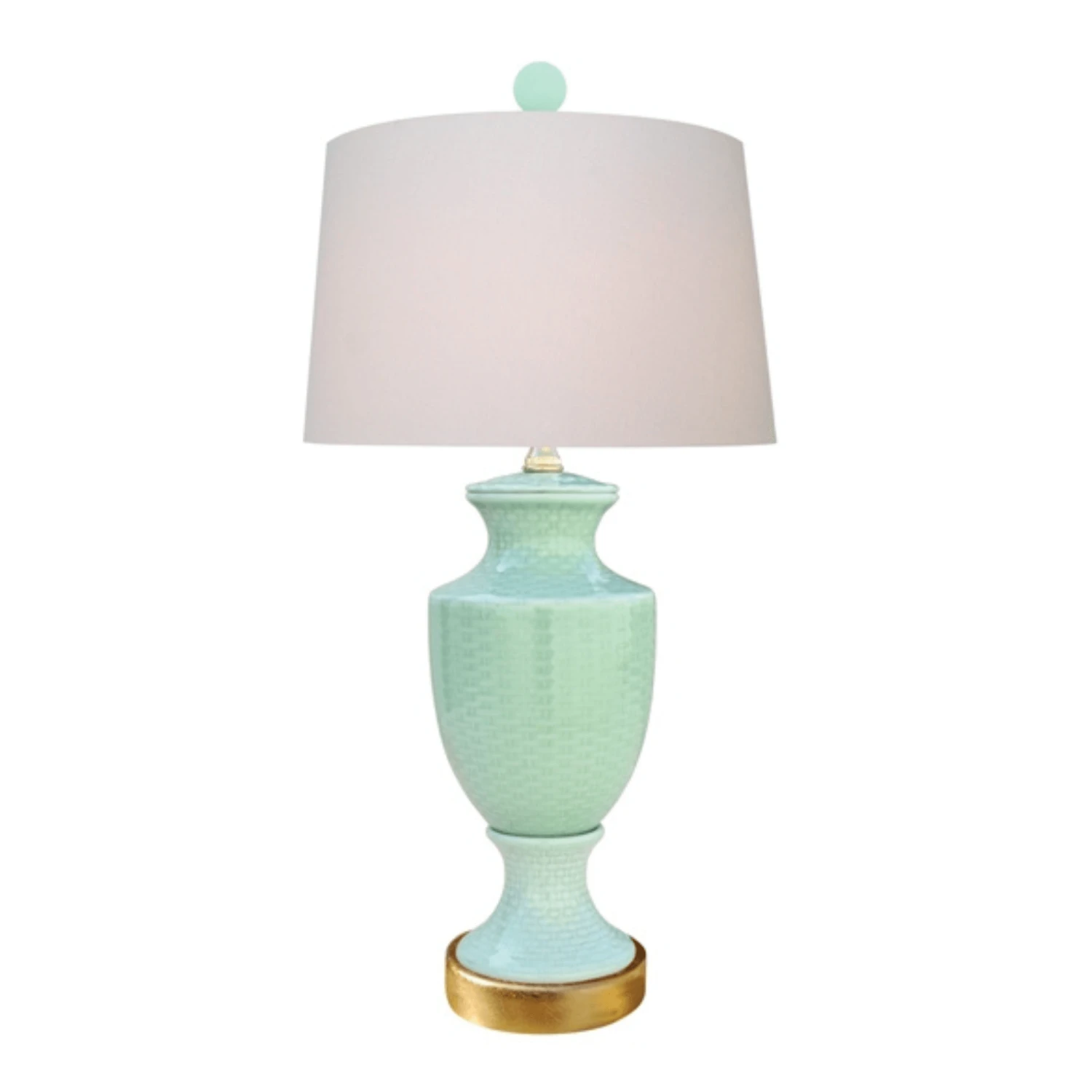 Celadon Porcelain Vase Lamp With Gold Leaf Base 1 Celadon Porcelain Vase Lamp With Gold Leaf Base