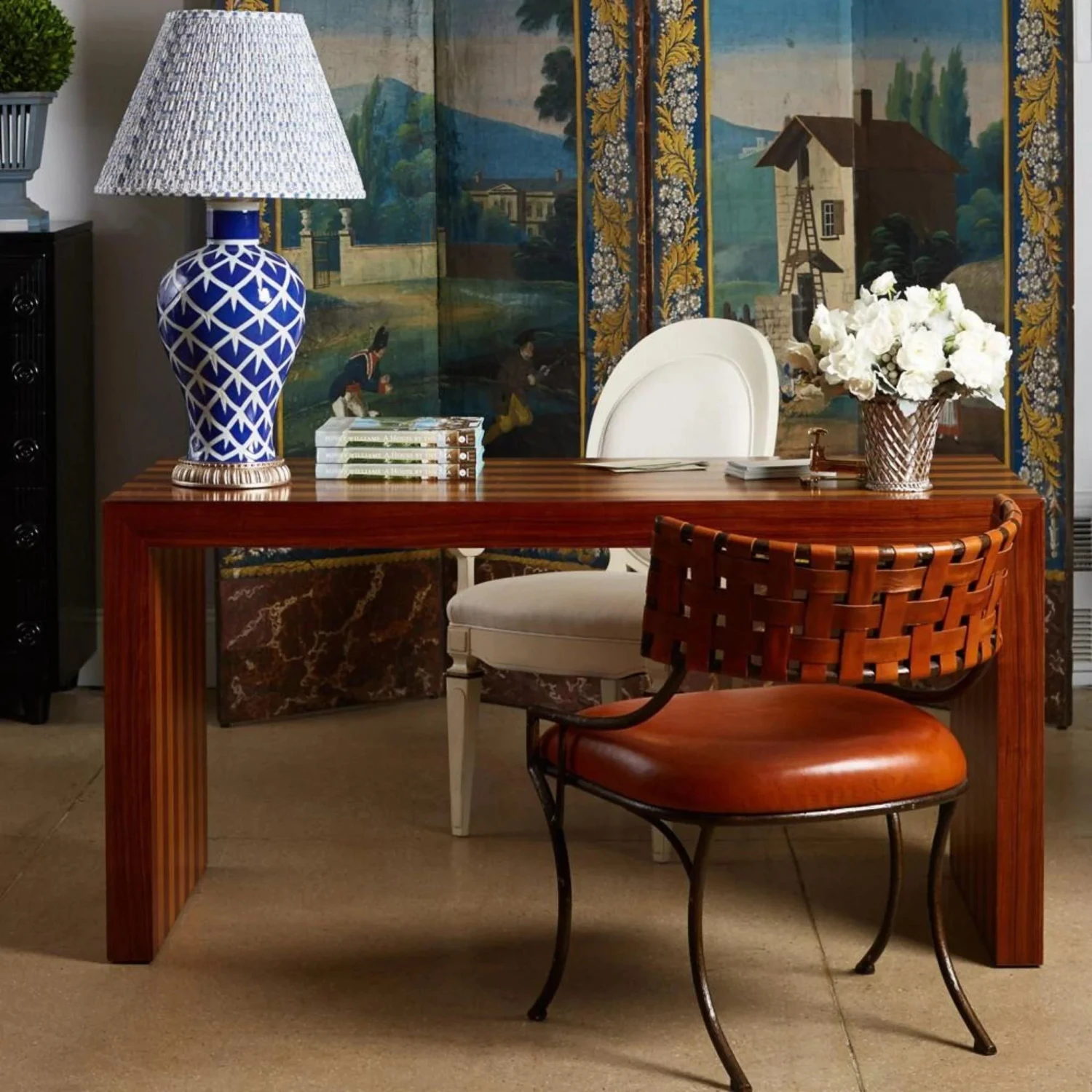 Chicken Feather Ceramic Lamp In Blue & White 2 Chicken Feather Ceramic Lamp In Blue & White - Image 2