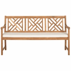 Safavieh Classic Geometric Trellis Style Bradford 3 Seat Bench In Teak Brown Finish