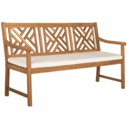Safavieh Classic Geometric Trellis Style Bradford 3 Seat Bench In Teak Brown Finish 9 Safavieh Classic Geometric Trellis Style Bradford 3 Seat Bench In Teak Brown Finish -Famous Furniture Store classic geometric trellis style bradford 3 seat bench in teak brown finish r garden stools and benches the well appointed house 3
