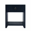 Coastal Navy Saguran Raffia Single Drawer Nightstand
