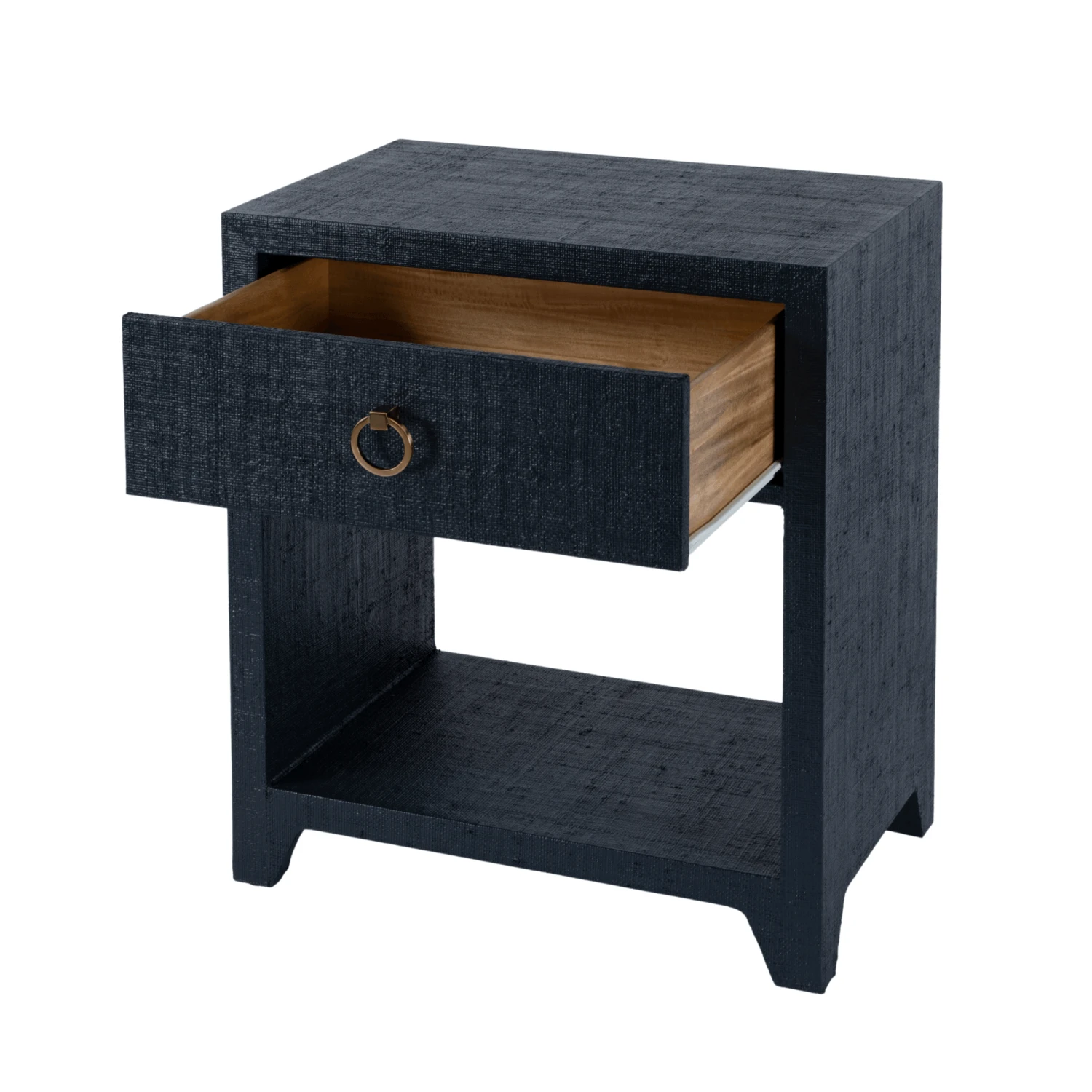 Coastal Navy Saguran Raffia Single Drawer Nightstand 4 Coastal Navy Saguran Raffia Single Drawer Nightstand - Image 4