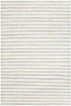 Safavieh Coastal Sky Blue & Cream White Striped Wool Area Rug