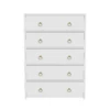 Contemporary White Five Drawer Wood Dresser