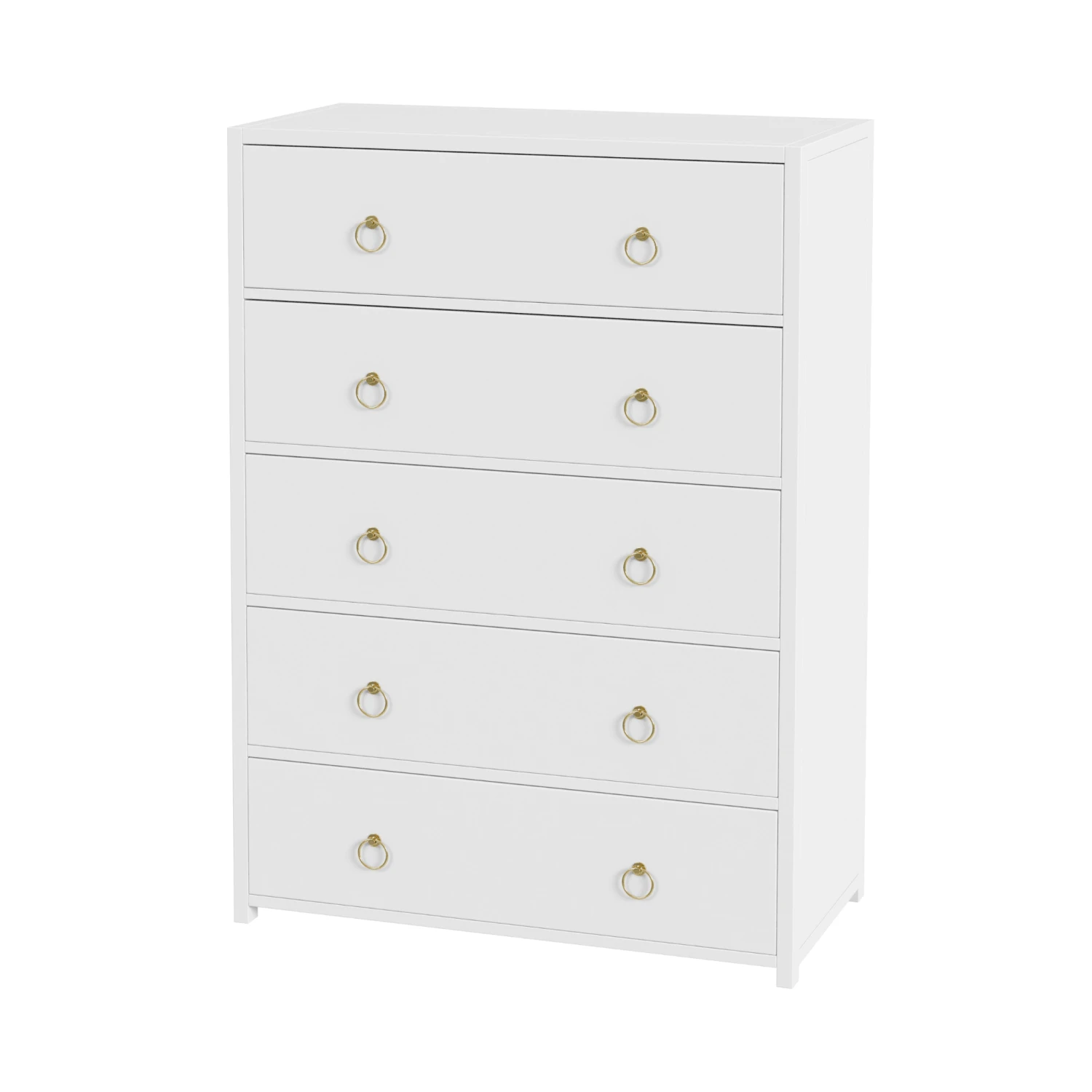 Contemporary White Five Drawer Wood Dresser 3 Contemporary White Five Drawer Wood Dresser - Image 3