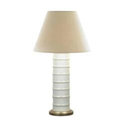 Contoured Ceramic Lamp In White