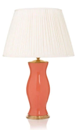 Coral Handblown Glass Lamp With Brass Accents