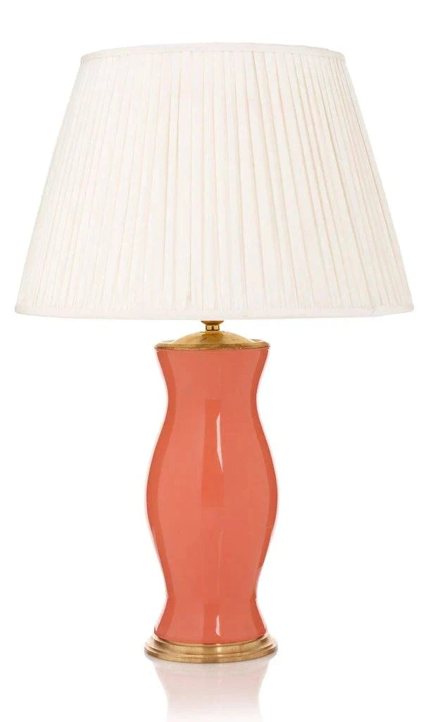Coral Handblown Glass Lamp With Brass Accents 1 Coral Handblown Glass Lamp With Brass Accents