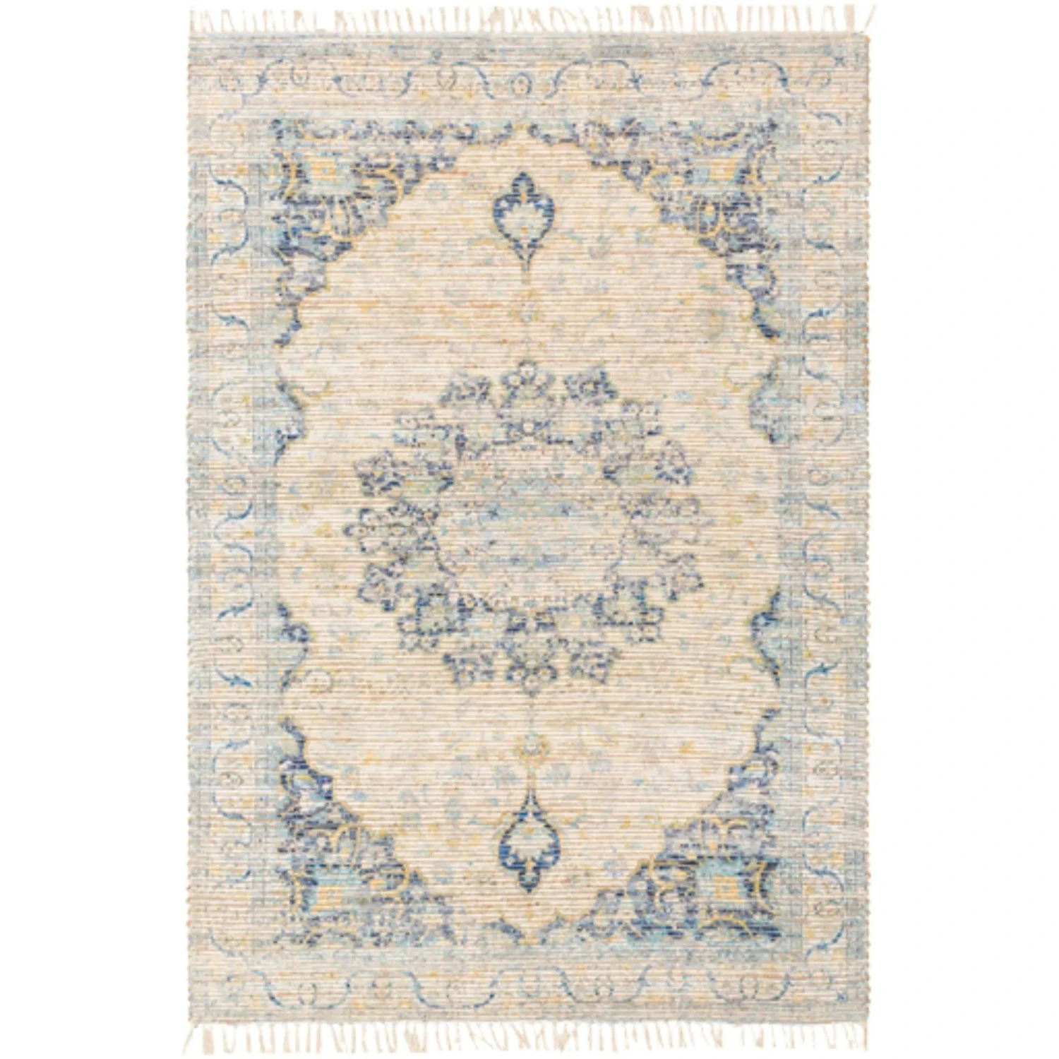 Coventry Blue And Beige Area Rug With Tassel Fringe - Available In A Variety Of Sizes 1 Coventry Blue And Beige Area Rug With Tassel Fringe - Available In A Variety Of Sizes