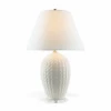 Cream Porcelain Carved Wicker Design Lamp With Shade