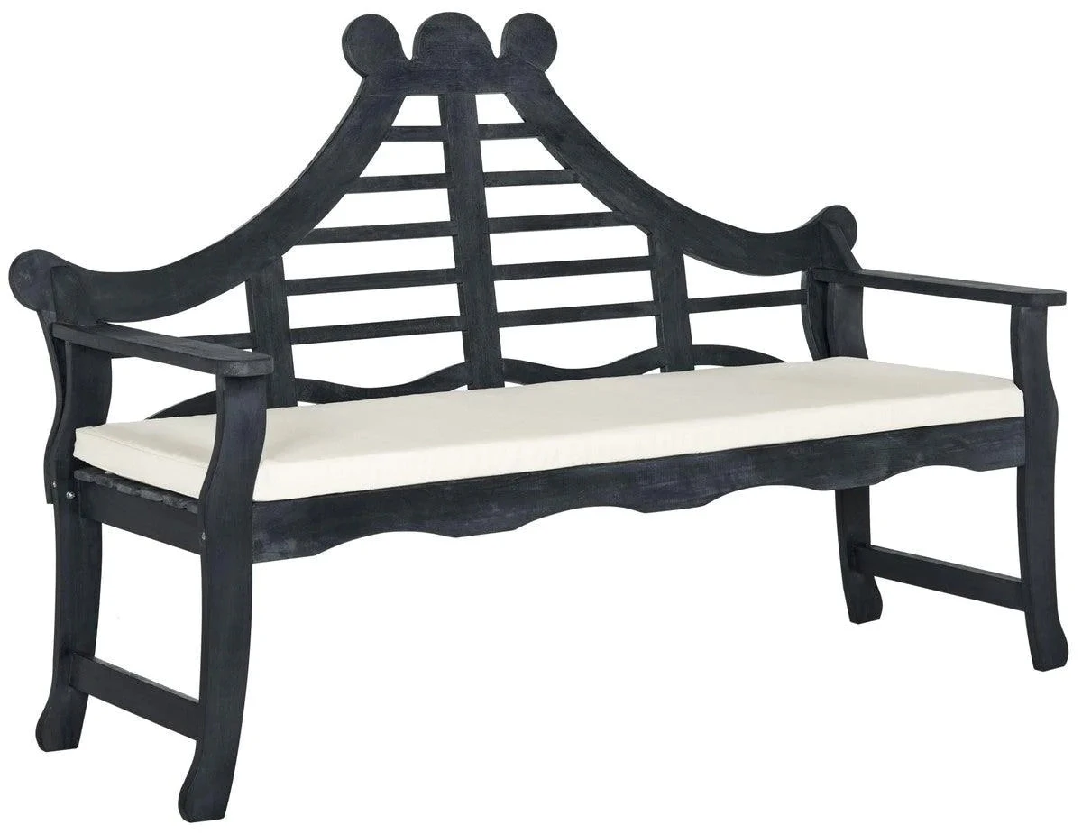 Safavieh Dark Slate Grey Classic Curved Garden Bench 3 Safavieh Dark Slate Grey Classic Curved Garden Bench - Image 3