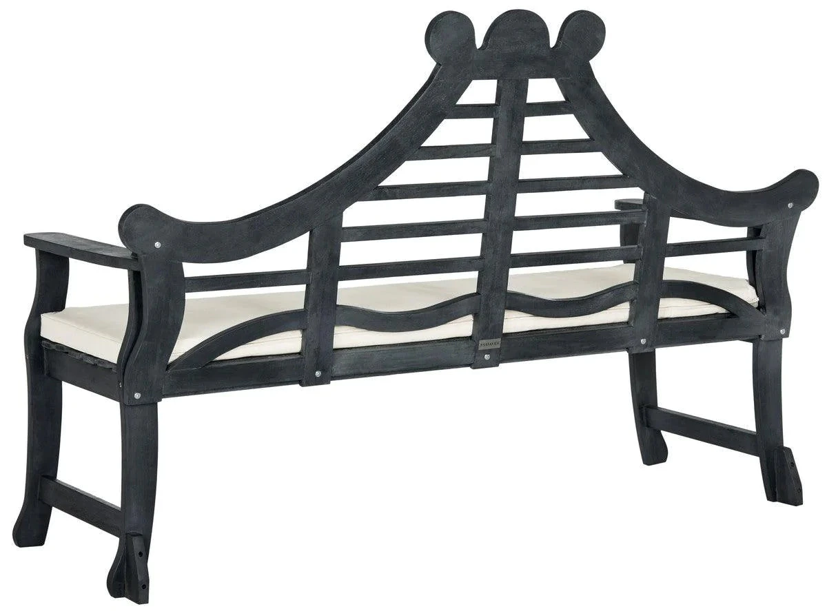 Safavieh Dark Slate Grey Classic Curved Garden Bench 4 Safavieh Dark Slate Grey Classic Curved Garden Bench - Image 4