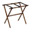 Dark Walnut Bamboo Inspired Wood Luggage Rack With 3 Black Nylon Straps