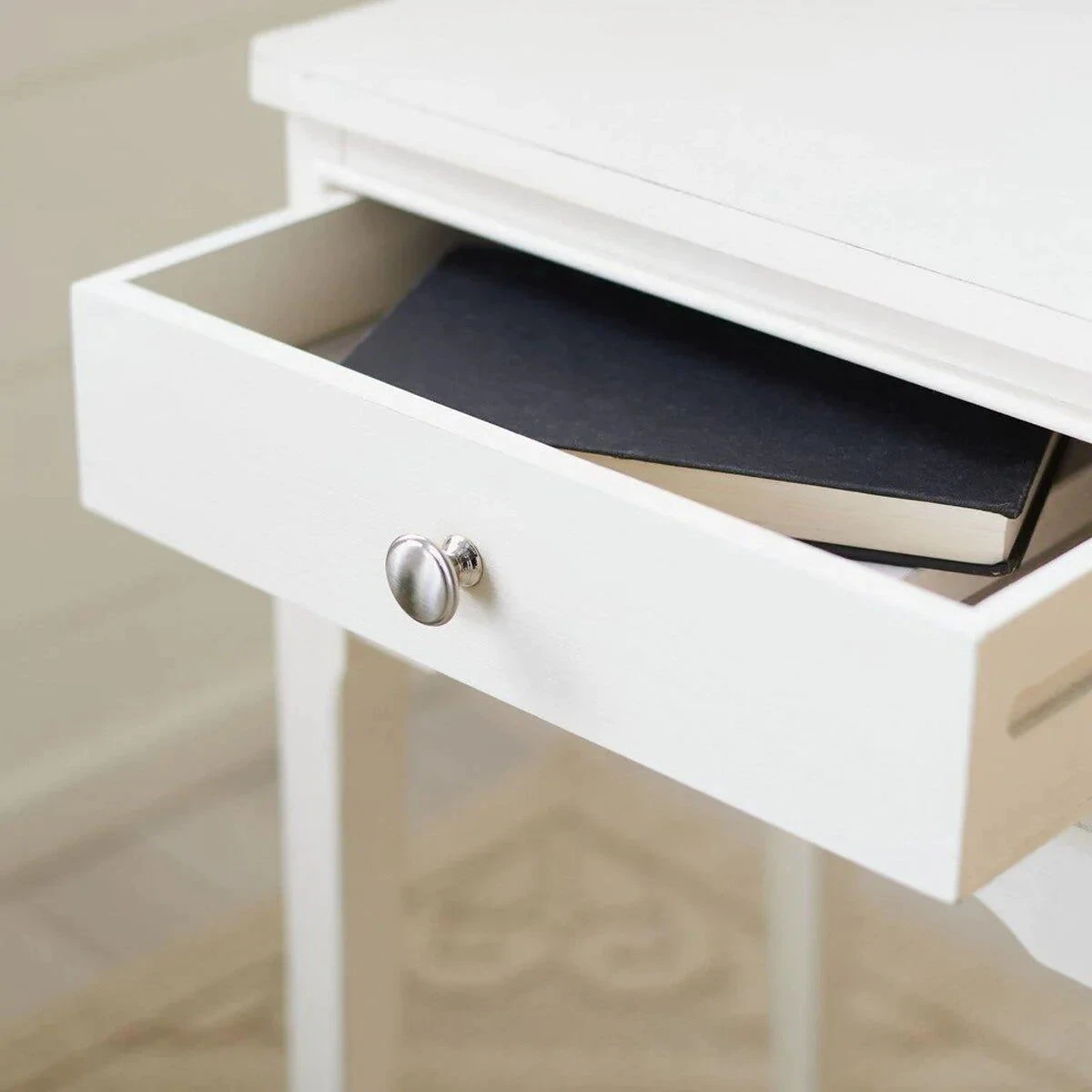 Safavieh Distressed White One Drawer Side Table 4 Safavieh Distressed White One Drawer Side Table - Image 4