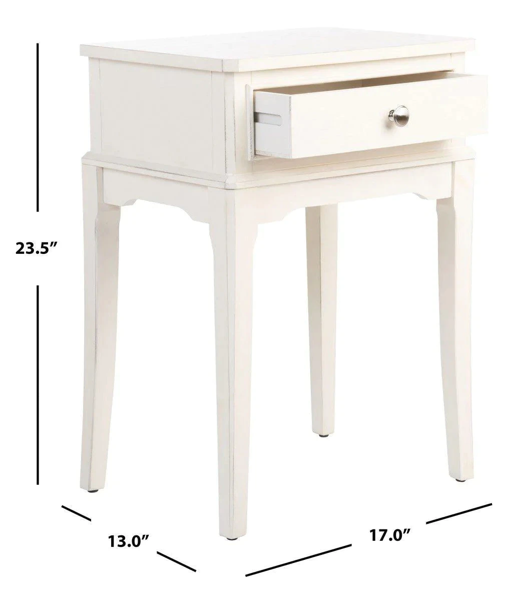 Safavieh Distressed White One Drawer Side Table 5 Safavieh Distressed White One Drawer Side Table - Image 5