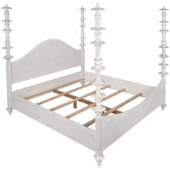 Eastern King Size Four Poster Variegated Mahogany Disc Accented Bed With White Wash Finish 13 Eastern King Size Four Poster Variegated Mahogany Disc Accented Bed With White Wash Finish -Famous Furniture Store eastern king size four poster variegated mahogany disc accented bed with white wash finish beds and headboards the well appointed house 3