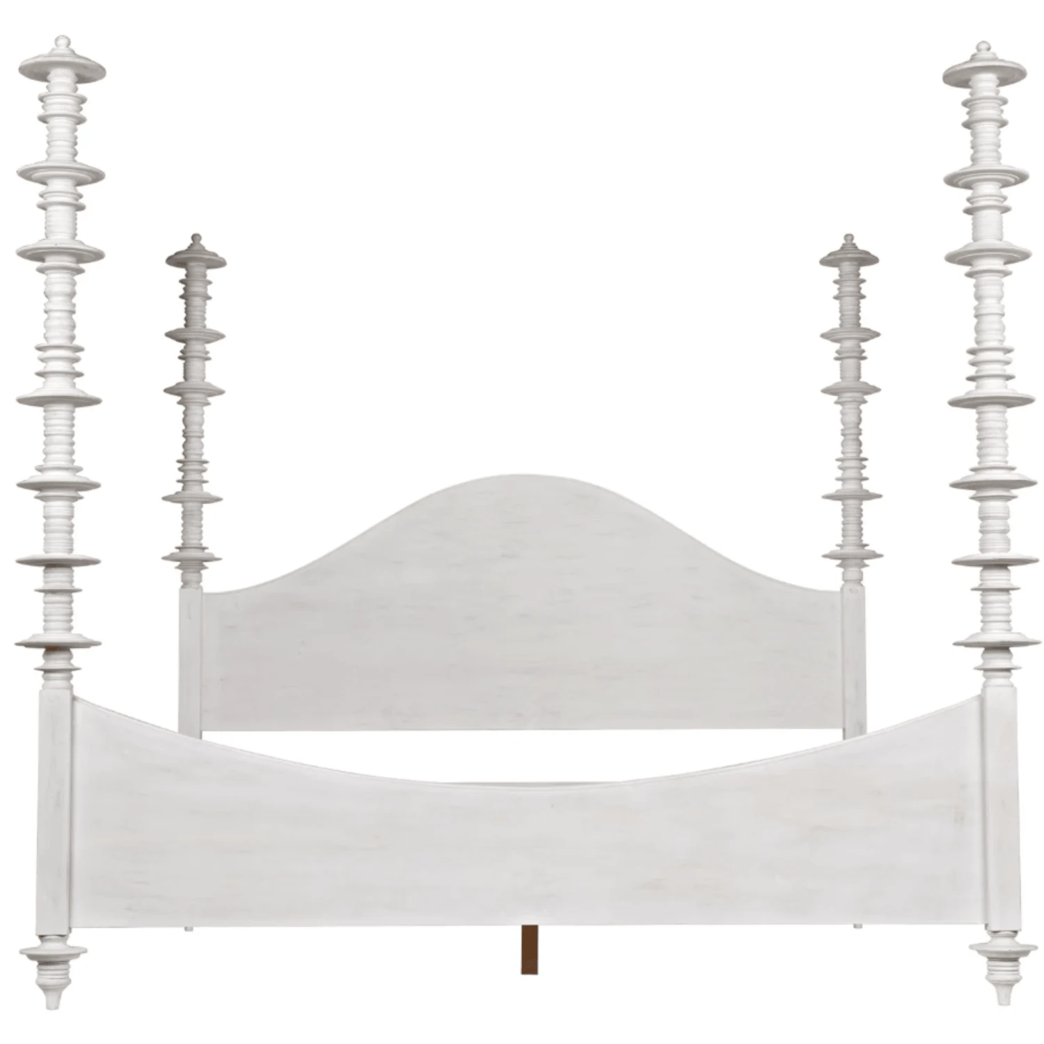 Eastern King Size Four Poster Variegated Mahogany Disc Accented Bed With White Wash Finish 5 Eastern King Size Four Poster Variegated Mahogany Disc Accented Bed With White Wash Finish - Image 5