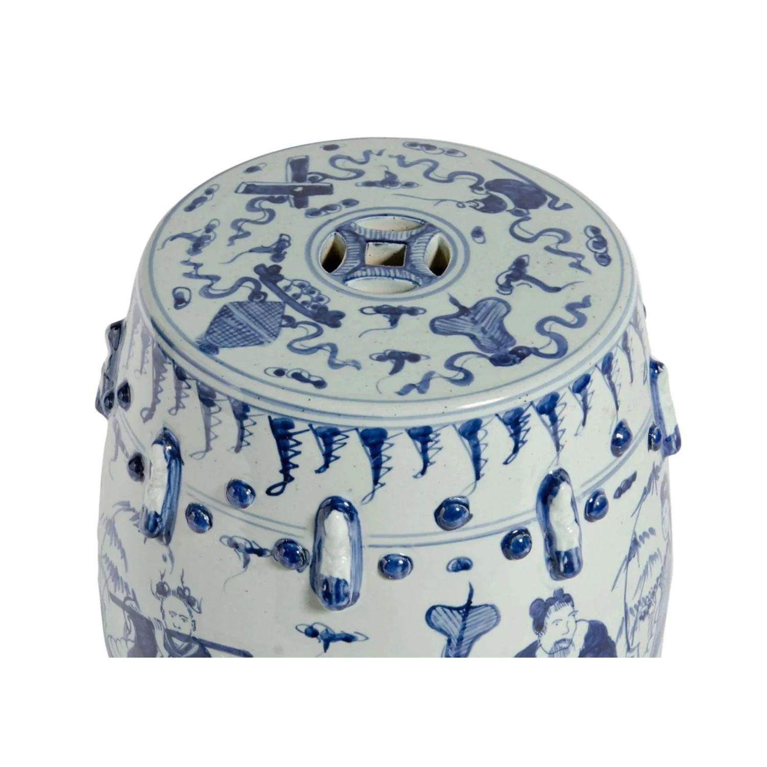 Eight Immortals Motif Blue And White Porcelain Garden Stool 2 Eight Immortals Motif Blue And White Porcelain Garden Stool - Image 2