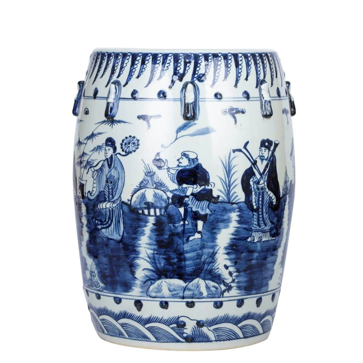 Eight Immortals Motif Blue And White Porcelain Garden Stool 3 Eight Immortals Motif Blue And White Porcelain Garden Stool - Image 3