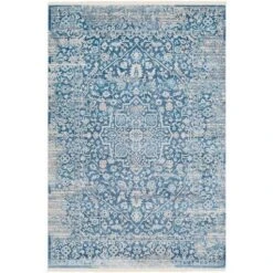 Ephesians Blue And Beige Floral Area Rug - Available In A Variety Of Sizes